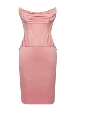 Strapless Pink Sheath Dress with Draped Bust